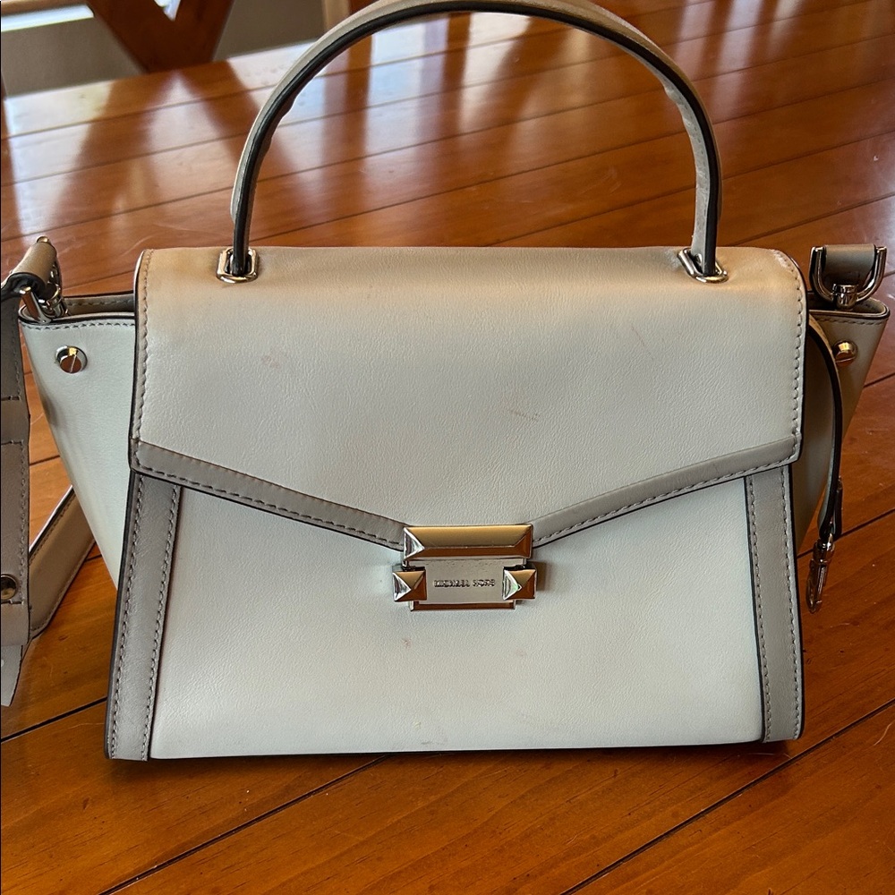 Michael Kors Whitney Small Satchel Gray Leather Crossbody Bag - Picture 1 of 5